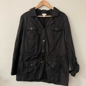 Chico’s black rain coat with adjustable sleeves